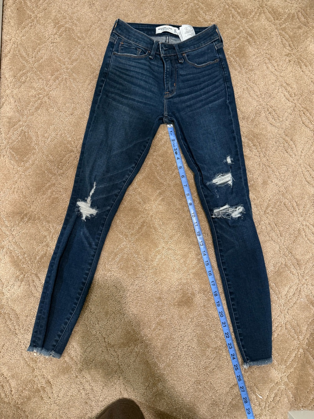 Abercrombie & Fitch Dark Blue Ripped Skinny Jeans